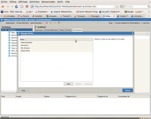 VMware-Server : gestion des
roles