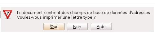 Confirmation d'une impression de
publipostage