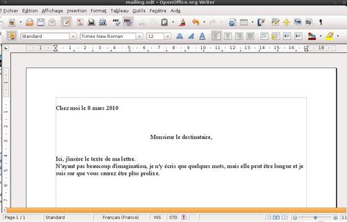 Modèle de
courrier